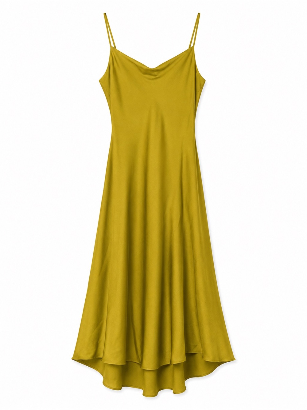 Some Others Chartreuse Satin Maxi Dress | Size M | Spaghetti Strap